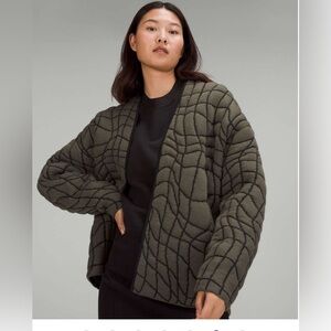 Lululemon Insulated Jacquard Cardigan Army Green / Black size 6